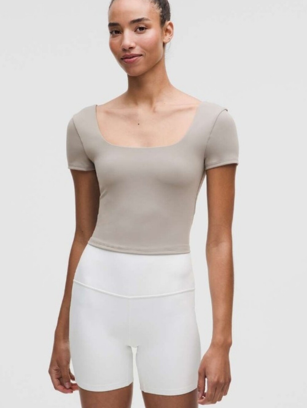 lululemon athletica Wunder Under SmoothCover Square-Neck T-Shirt — Warm Ash Grey